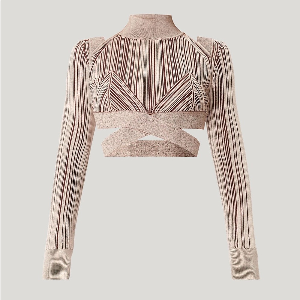 Herve Leger PLAITED CUTOUT CROP TOP